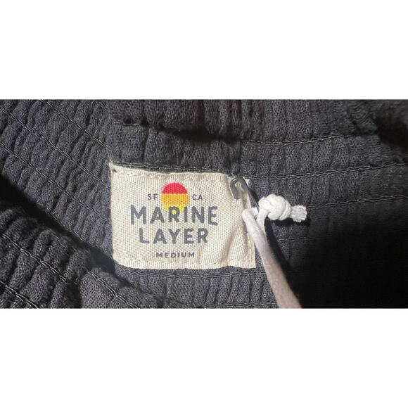 Marine Layer Cali Double Cloth Pant Black Dolphin Hem Cotton Gauze Medium NWOT - Picture 6 of 7